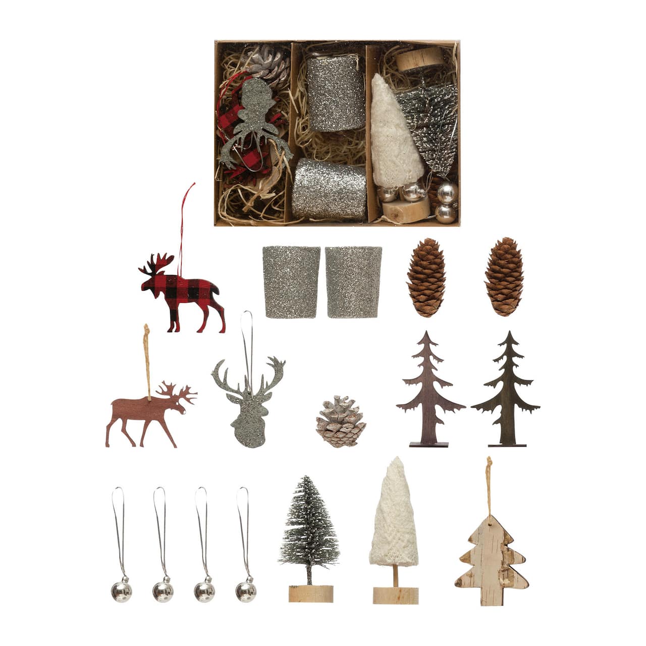 Hello Honey® 17 Piece Glittery Silver Candles & Woodland Icons Candle Garden Kit
